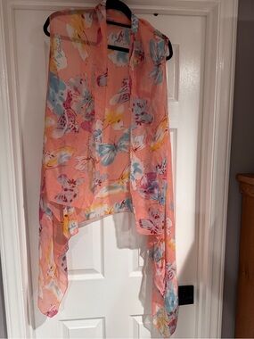 Floral Sheer Wrap Skirt - Peach Floral